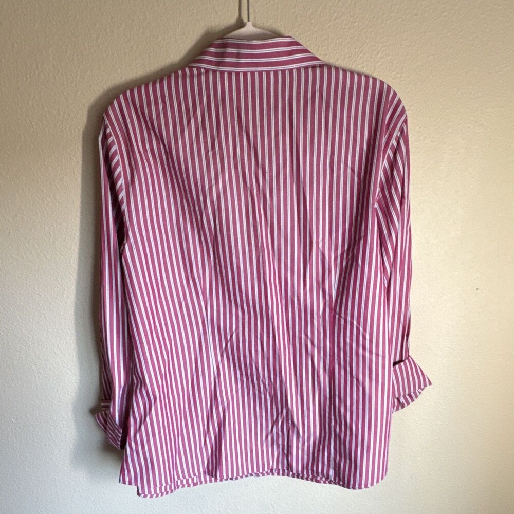Chico's Women’s Non-Iron Pink/White Striped Cotton Button-Up Shirt Size 3 - Picture 3 of 6